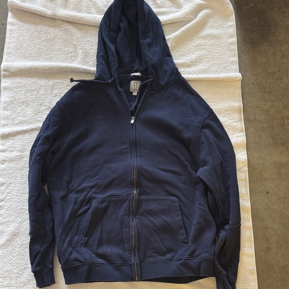 GAP Men's Dark Navy Full-Zip Hoodie Sweatshirt